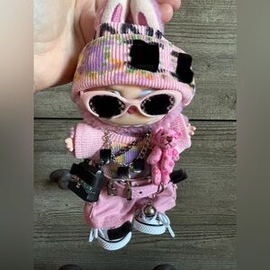 Decked out pink outfit for labubu